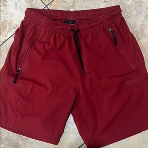 Men's Athletic Red Shorts with Zipper Pockets